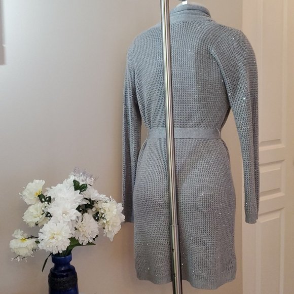 Victoria's Secret Grey Silver  Cardigan S-M sparkly sequin wrap cardigan sweater - Picture 6 of 11